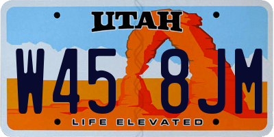 UT license plate W458JM