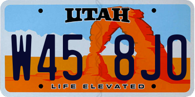 UT license plate W458JO