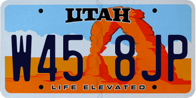 UT license plate W458JP