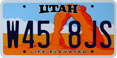 UT license plate W458JS