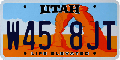 UT license plate W458JT