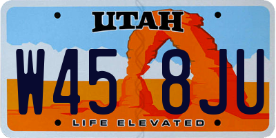UT license plate W458JU