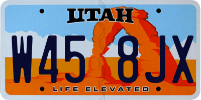 UT license plate W458JX