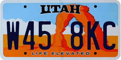 UT license plate W458KC