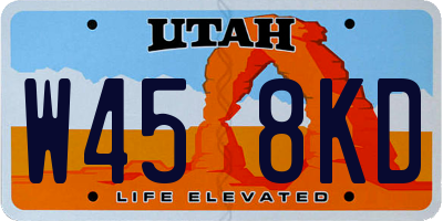 UT license plate W458KD