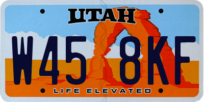 UT license plate W458KF