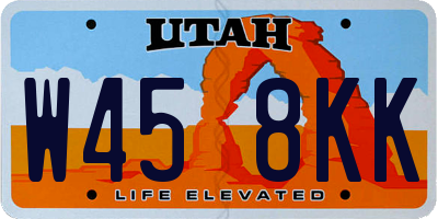 UT license plate W458KK