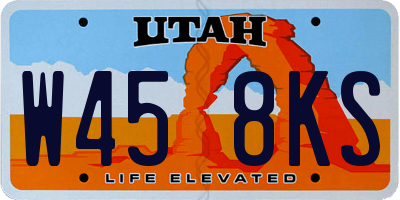 UT license plate W458KS