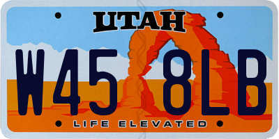 UT license plate W458LB