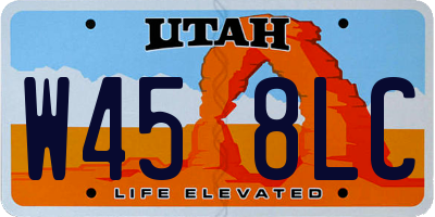 UT license plate W458LC