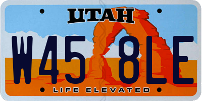 UT license plate W458LE
