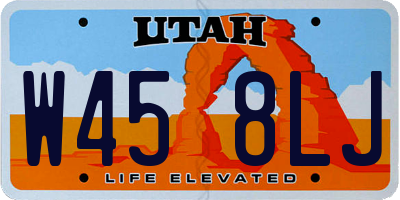 UT license plate W458LJ