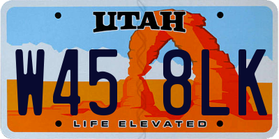 UT license plate W458LK
