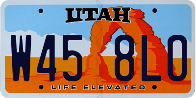 UT license plate W458LO