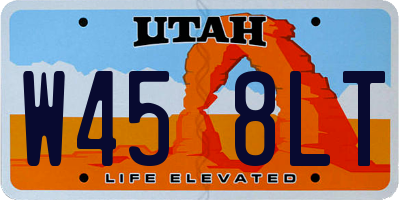UT license plate W458LT