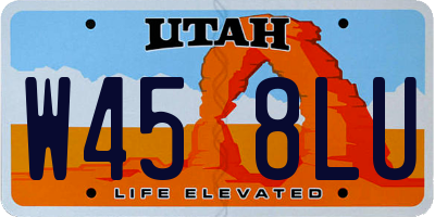 UT license plate W458LU