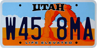 UT license plate W458MA