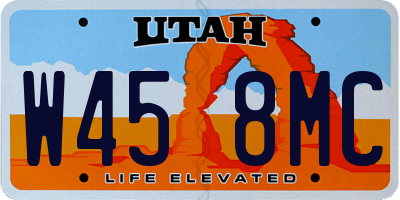 UT license plate W458MC