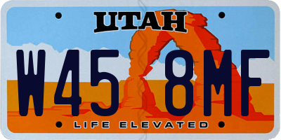 UT license plate W458MF