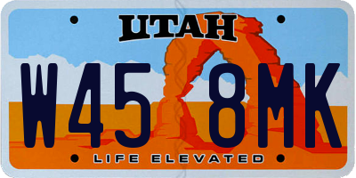 UT license plate W458MK