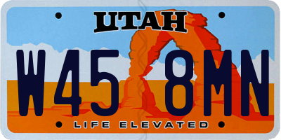 UT license plate W458MN