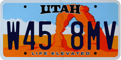 UT license plate W458MV