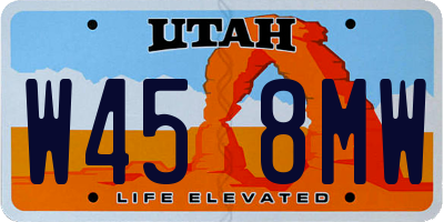 UT license plate W458MW