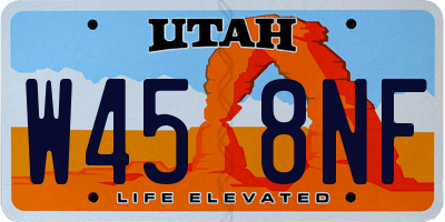 UT license plate W458NF