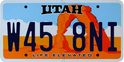 UT license plate W458NI