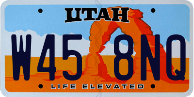 UT license plate W458NQ