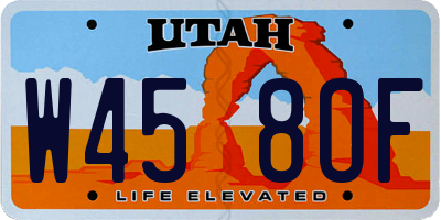UT license plate W458OF
