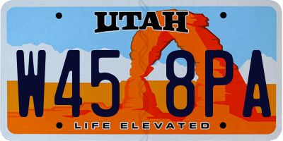 UT license plate W458PA