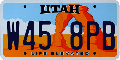 UT license plate W458PB