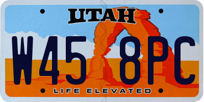 UT license plate W458PC