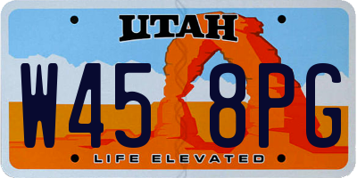 UT license plate W458PG