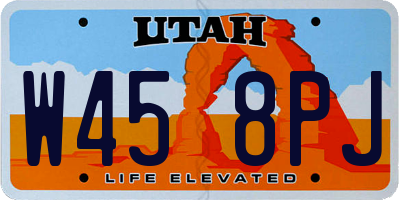 UT license plate W458PJ