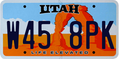 UT license plate W458PK