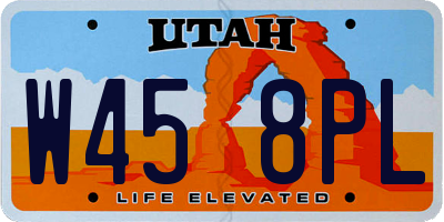 UT license plate W458PL