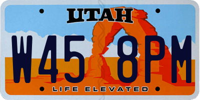UT license plate W458PM