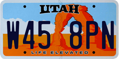 UT license plate W458PN