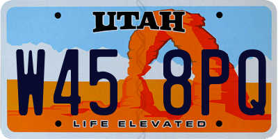 UT license plate W458PQ