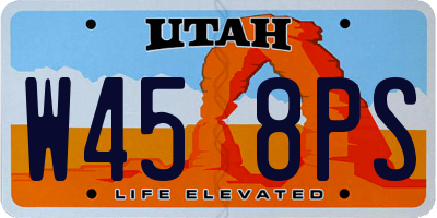 UT license plate W458PS