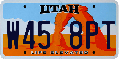 UT license plate W458PT
