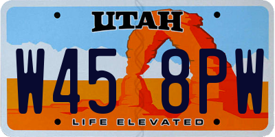 UT license plate W458PW