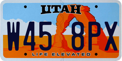 UT license plate W458PX