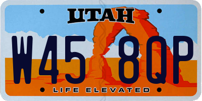 UT license plate W458QP