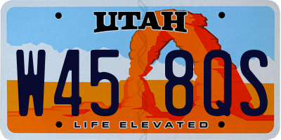 UT license plate W458QS