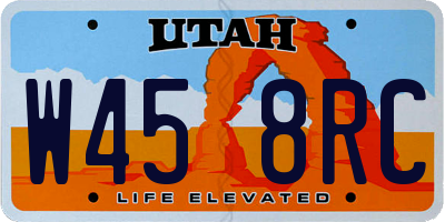 UT license plate W458RC