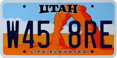 UT license plate W458RE