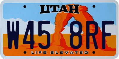UT license plate W458RF